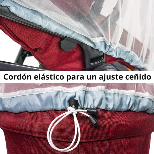 Vista 2 de Mosquitera de bebé para cochecito, portabebés y moisés – Cordón elástico para una red de ajuste cómodo – Red de insectos para correr, asiento