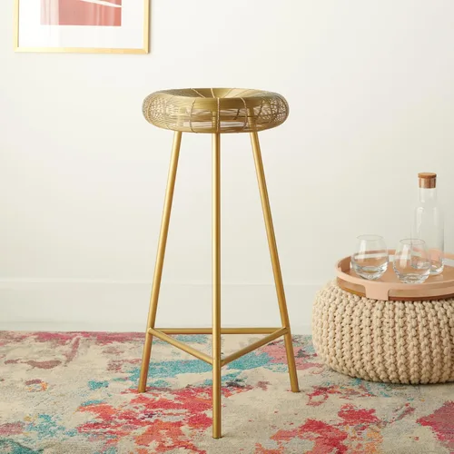 Vista 2 de Safavieh Home Collection - Taburete de bar tejido de alambre dorado de 30 pulgadas
