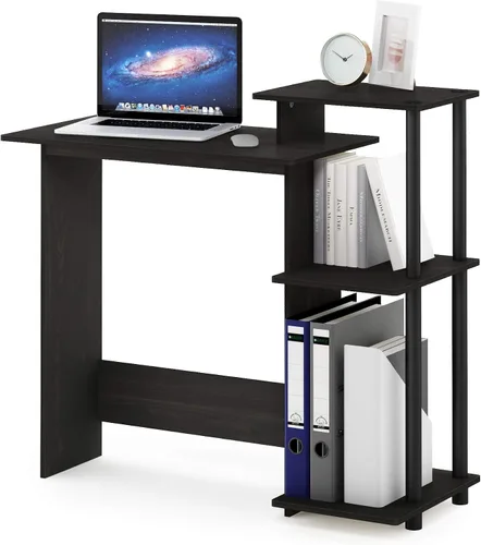 Vista 20 de Furinno EFFICIENT - Escritorio para juegos de 28.6 pulgadas de ancho con 3 estantes laterales abiertos, escritorio para computadora portátil