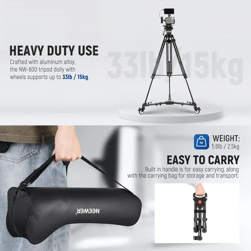 Vista 6 de NEEWER Dolly para Trípode de Fotografía, Ruedas de Trípode de Alta Resistencia con Capacidad de 50 libras y Ruedas de Goma de 3 pulgadas