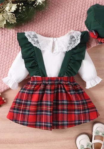 Vista 5 de Happy Cherry Vestido de Navidad para bebé, disfraz de tutú de Navidad, mameluco festivo de Papá Noel