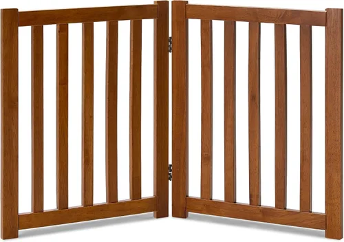 Vista 14 de LZRS Puerta para perros de madera independiente plegable de 2 paneles para interiores – Madera dura sólida de 24" de alto, puerta de seguridad