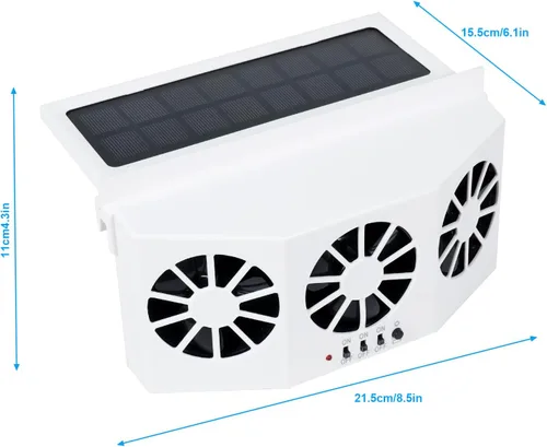 Vista 2 de Unifizz Ventilador de ventana delgada solar Ventilador de escape de coche con tres ventiladores 1.5W ABS blanco