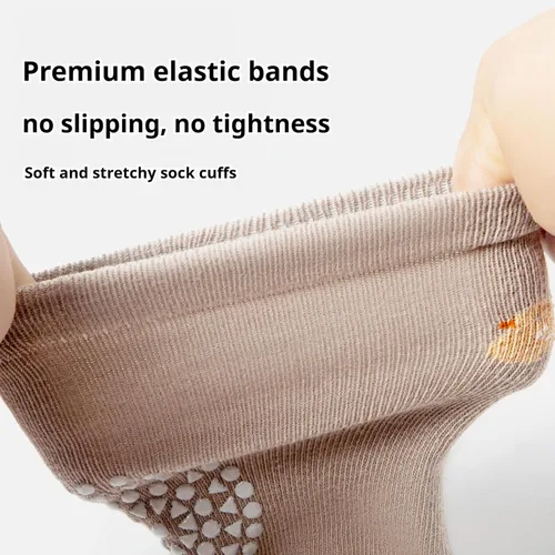 Vista 4 de Calcetines antideslizantes hasta la rodilla para bebés y niños pequeños, calcetines antideslizantes para recién nacidos, 5 pares