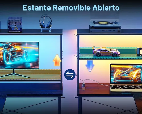 Vista 6 de Casaottima Escritorio para juegos en forma de L con gabinete, toma