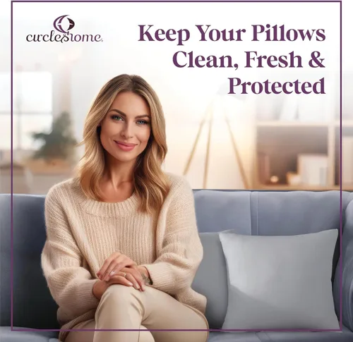 Vista 8 de CIRCLESHOME Protectores de Almohadas Decorativas – Fundas de almohada 100% algodón transpirable – Fundas de almohada cuadradas de 24 x 24 – Protege