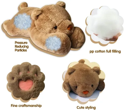 Vista 2 de FoxVilla Oso de 4 libras de peluche con peso, peluches de felpa con peso de 24 pulgadas para adultos, lindo peluche suave con peso para lanzar