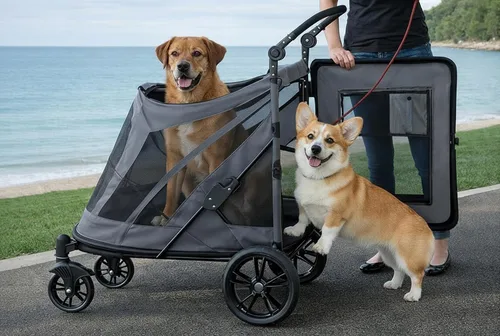 Vista 7 de Pet Gear Cochecito para mascotas sin cremallera, Apple
