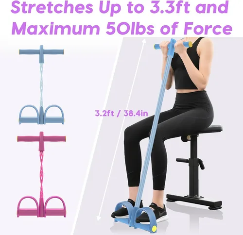 Vista 7 de Bandas de resistencia con asas, bandas elásticas de resistencia de pedal de 6 tubos para entrenamiento, bandas de ejercicio de goma natural
