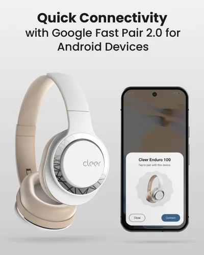 Vista 5 de Cleer Audio Enduro 100 Auriculares inalámbricos Bluetooth sobre la oreja, hasta 100 horas de duración de la batería, micrófono integrado, sonido