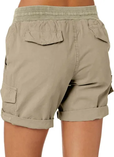 Vista 2 de Dokotoo Pantalones cortos de verano para mujer, ajuste relajado, cintura alta, casual, 4 bolsillos, para senderismo, al aire libre, tallas S-XL