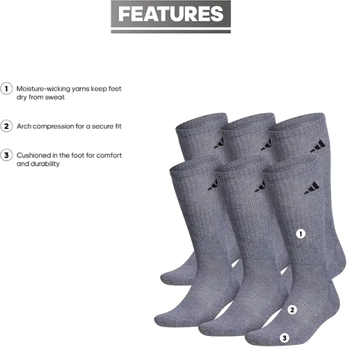 Vista 2 de adidas comodidad acolchada Athletic 6-Pack Crew Calcetines Hombre