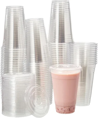 Vista 11 de FULING 100 juegos de vasos de plástico transparente de 16 onzas sin BPA, desechables