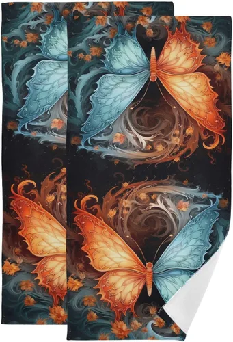 Vista 42 de Juego de 2 toallas de baño de color morado, remolques de mano de lobo, toallas de baño, toallas suaves y absorbentes para baño, cocina, gimnasio