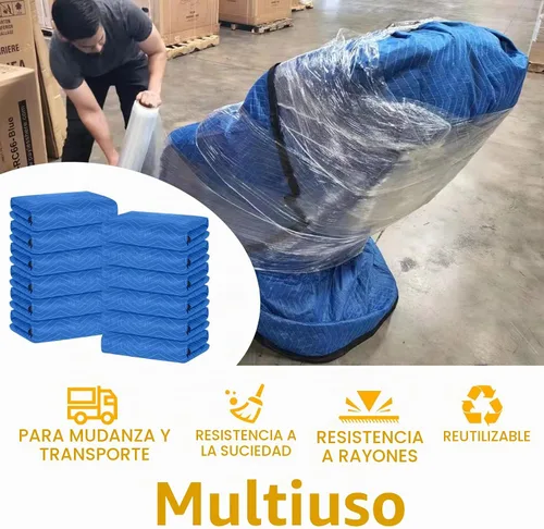 Vista 5 de Paquete de 12 mantas para mudanzas, almohadillas de mudanza de muebles extragrandes de 80 x 72 pulgadas, mantas de embalaje reutilizables