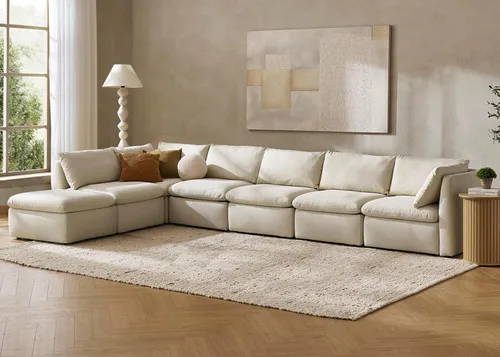 Vista 15 de mopio Sofá modular de gran tamaño con fundas y almacenamiento totalmente extraíbles, secciones convertibles en forma de U y L, moderno sofá de nube