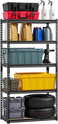 Vista 12 de VEVOR Storage Shelves, 5-Tier Adjustable, 2000 lbs Capacity, Heavy Duty Garage Storage Shelving Unit, Metal Utility Rack Shelf, for Kitchen Pantry