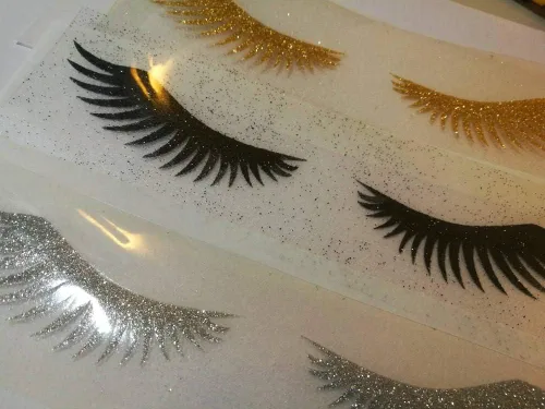 Vista 3 de eyelash iron on/eyelash applique/glitter eyelash patch/diy unicorn shirt