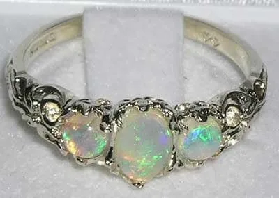Vista 4 de LetsBuyGold Anillo de plata de ley 925 con ópalo auténtico para mujer