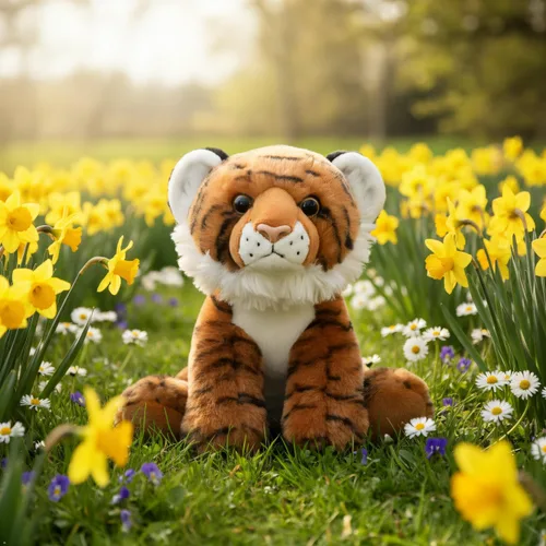Vista 11 de The Petting Zoo Peluche de tigre, regalos para niños, animales salvajes del zoológico Onez, juguete de peluche de tigre de 9 pulgadas