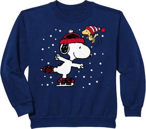 Vista 10 de Peanuts Snoopy and Woodstock Skate Holiday Sudadera Sudadera Negro