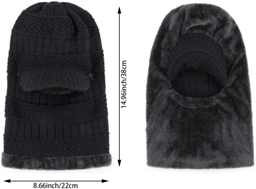 Vista 3 de Gorro tejido de invierno estilo pasamontañas, cálida máscara para ciclismo o esquí, talla universal