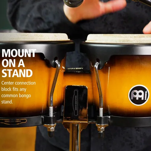 Vista 5 de Meinl Percussion HB100SNT-M bongós de madera natural de 6 3/4 y 8 pulgadas, Vintage Sunburst Bongos profesionales de madera duradera para adultos