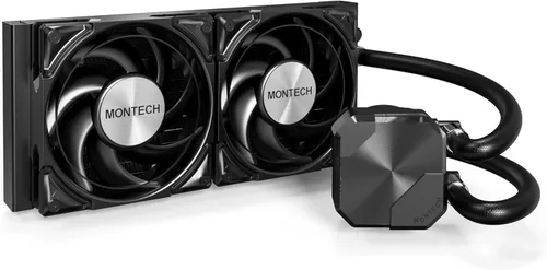 Vista 18 de MONTECH HyperFlow Digital 240 - Enfriador líquido de CPU, AIO de 9.449 in con bomba de 3100 RPM, 2 ventiladores E28 ARGB de 4.724 in, pantalla
