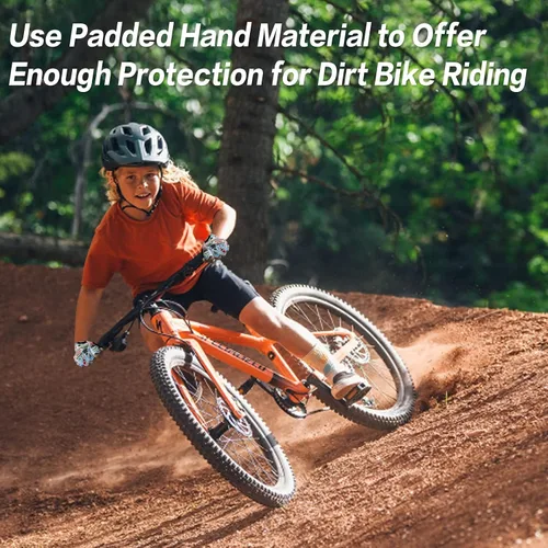 Vista 4 de Guantes de ciclismo para niños, para deportes al aire libre, bicicleta de montaña y carretera, barras, para niños y niñas de 2 a 10 años