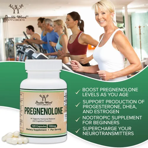 Vista 5 de Pregnenolona 100 mg por porción (convertida a progesterona para aumentar los niveles de progesterona) - Testado por terceros - 120 cápsulas