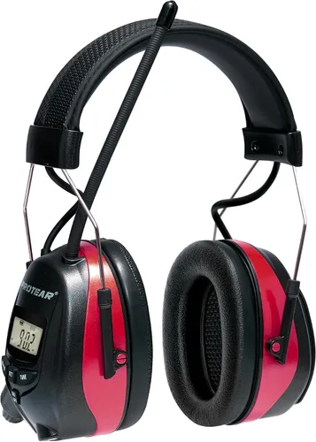 Vista 10 de Cascos protectores de oídos PROTEAR con radio AM/FM, auriculares con reducción de ruido de 25dB, orejeras de seguridad con pantalla digital