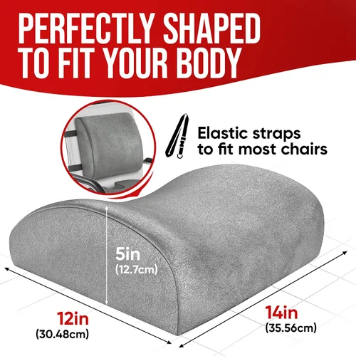 Vista 5 de FORTEM Cojín para asiento de silla (terciopelo, gris) + soporte lumbar