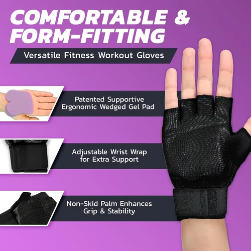 Vista 3 de WAGs Ultra Guantes de muñeca asegurados, soporte de entrenamiento para mujeres y hombres, almohadilla de gel ergonómica patentada y envoltura