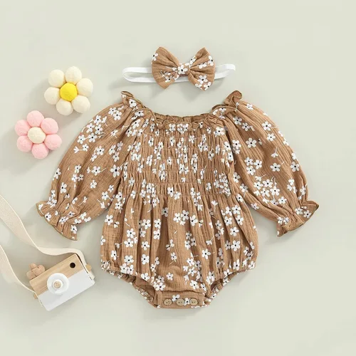 Vista 3 de JLKGICF Mameluco floral para bebé recién nacido, con tirantes delgados, de una pieza, pantalones cortos, ropa general de verano