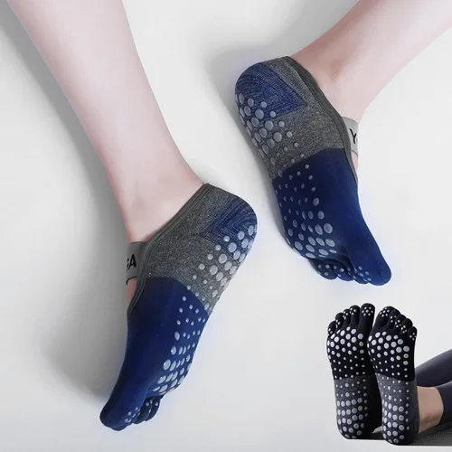 Vista 2 de SpringPlus 3 pares de calcetines de yoga para mujer con agarre antideslizante, pilates, barra, yoga, embarazo, baile, entrenamiento descalzo