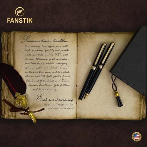 Vista 5 de FANSTIK Bolígrafo de lujo negro y dorado, juego de regalo elegante para mujeres, chapado en oro real de 24 quilates, juego de regalo profesional