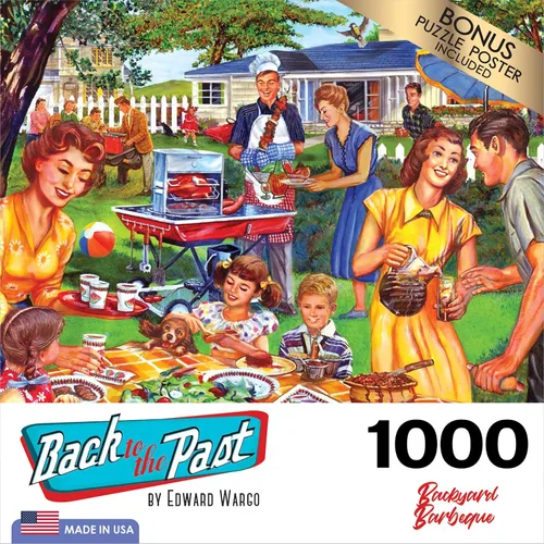 Vista 3 de RoseArt - Back to the Past - Backyard BBQ - Rompecabezas de 1000 piezas para adultos