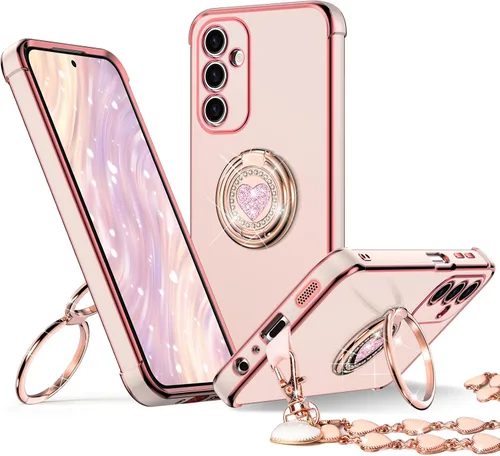 Vista 28 de XYZ Funda para Galaxy A14 5G con soporte y doble anillo, funda de lujo para Samsung A14 5G, color negro
