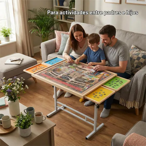 Vista 6 de Mesa de rompecabezas de 1500 piezas con cajones, mesas de rompecabezas ajustables de 35 x 26 pulgadas para adultos y niños Tablero de rompecabezas