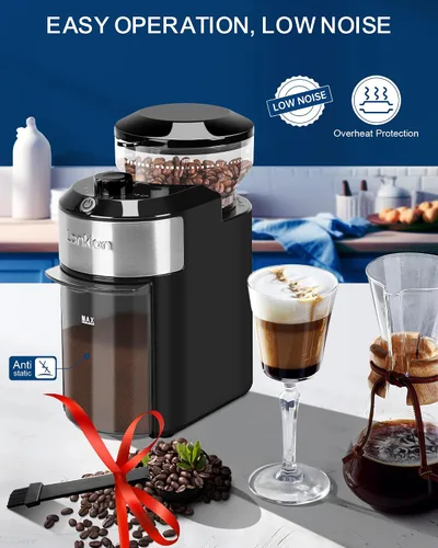 Vista 10 de Lonkion Molinillo de café eléctrico de rebabas - Molinillo de rebabas ajustable con 28 ajustes precisos de molienda para 12 tazas - Molinillo