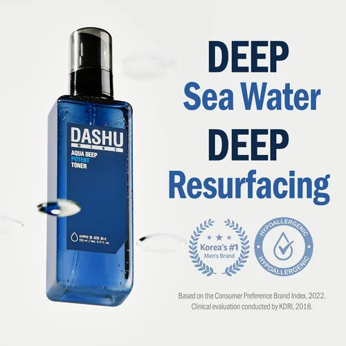 Vista 2 de DASHU Tónico Aqua Deep Potent para hombre, 5.17 fl oz, tóner facial, aprieta los poros, todo tipo de piel, reacondicionar y purificar la piel