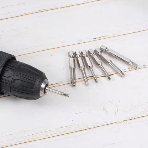 Vista 5 de HARFINGTON 5pcs TS6 Magnetic Security Star 5 Puntas Destornillador Punta 1/4" Hex Shank 2" Longitud