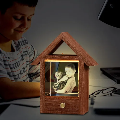 Vista 3 de Foto de cristal personalizada, regalos personalizados con tu propia foto para mamá, papá, pareja, familia, impresión en color personalizada, regalos