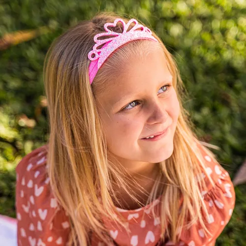 Vista 6 de FROG SAC 4 diademas de tiara con purpurina para niñas, bandas elásticas para el cabello con corona de princesa para niños pequeños, accesorios