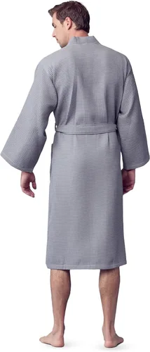 Vista 6 de Lotus Linen Bata de baño de algodón SPA para hombre, bata suave de lujo para hombre