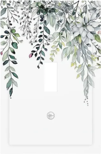 Vista 87 de Cubierta de tomacorriente eléctrico dúplex individual estilo campestre con diseño floral de flores y pájaros en blanco y negro, placa de pared de 1