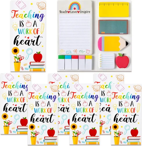 Vista 62 de Xqumoi Juego de 2 notas adhesivas Teaching is A Work of Heart, lápiz de pizarra, Apple, blocs de notas autoadhesivas para el profesor, escritura