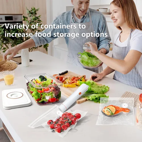 Vista 9 de Vixino Sellador al vacío, sellador al vacío para alimentos, máquina compacta de sellado al vacío de mano, sellador de comidas ahorrador portátil