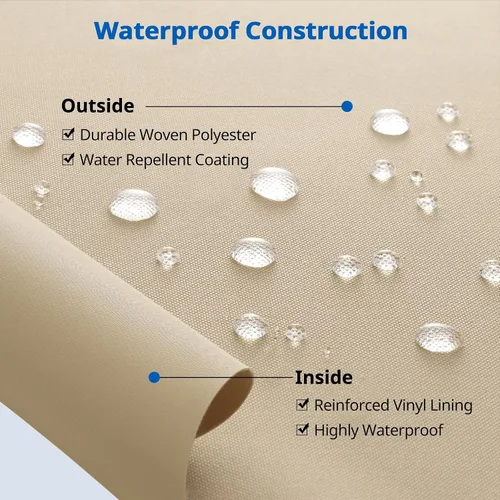 Vista 6 de SunPatio Funda para tumbona impermeable al aire libre, 80 pulgadas de largo Beige y Oliva