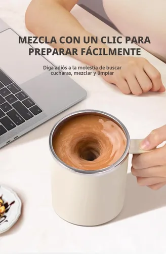 Vista 5 de Taza Autoagitadora, Taza de Café Autoagitadora, Adecuada para Café, Leche, Cacao y Otras Bebidas (Daik Negro, 12 Onzas)